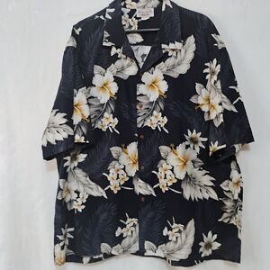Pacific Legend Hawaiian Cotton Shirt Mens 3XL Floral Short Sleeve Made in USA E